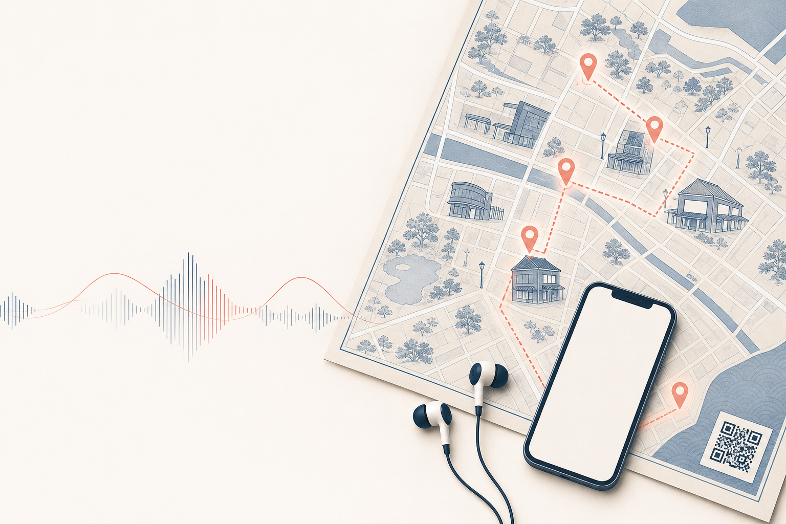地域地図＋音声スポット＋スマホUIの合成