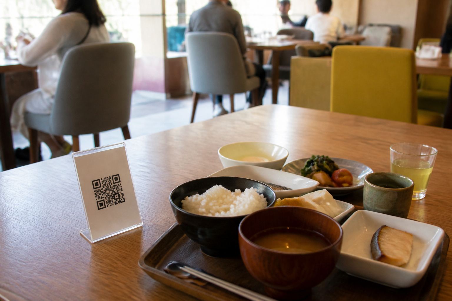 朝食会場の立て札